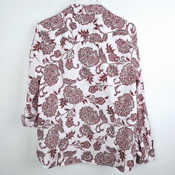 Tommy Hilfiger Red & White Floral Button Front Shirt NWT - Picture 2 of 11